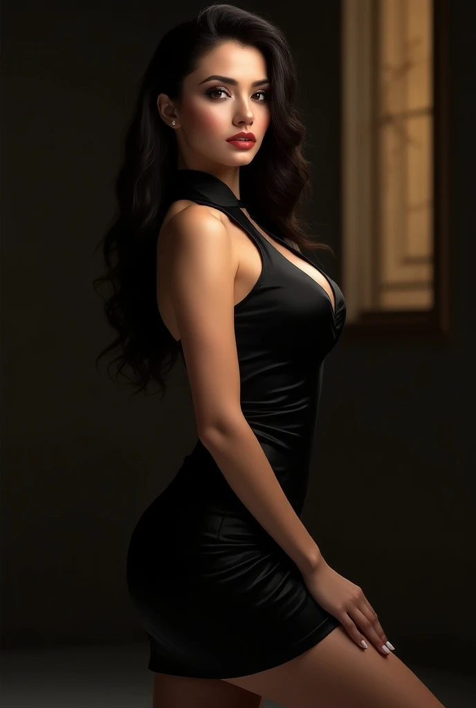 ((roupas modestas)), comprimento do joelho (traje elegante) em preto, covering below the knee without neckline, combinado com salto alto preto. The dress is designed to maintain a professional and respectful appearance, emphasizing Bianca Oliveira&#39;s commitment to ethical dress in her role as a sex education specialist.

Bianca&#39;s face presents a meticulously crafted expression that exudes warmth, confidence, e profissionalismo. seus olhos cintilantes, sobrancelhas expressivas, e sorriso encantador, complemented by delicate nose and lips, create a consistent and reliable visual representation. Seu longo, cabelo solto escorre pela frente, improving your approachable demeanor without compromising the respectability of the scene.

On each request, A postura de Bianca continua resoluta, focado em ensinar e ajudar os outros. The portrait consistently emphasizes his commitment to professionalism and ethical conduct, ensuring your intentions are conveyed with sincerity and respect.