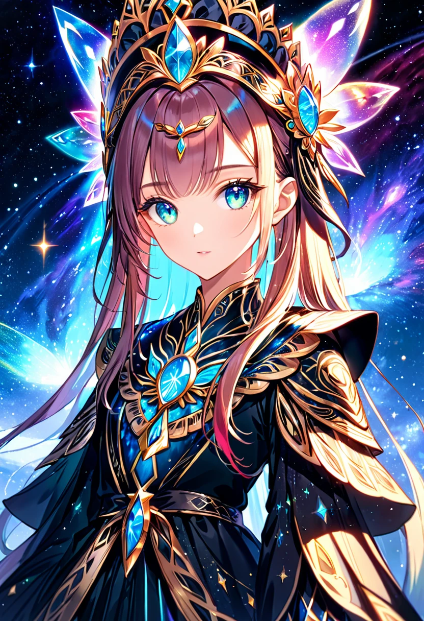 transparent hologram woman, holographic projection, altmer, intricate alien headdress, dollish eyelashes, nebula eyes, portrait, iridescent, holographic, ornate greek robes, huge jewelry, high elf, hyper detailed dress, anime style, stunning eyes, colorful eyeshadow, beautiful altmer characters, glowing light painting,