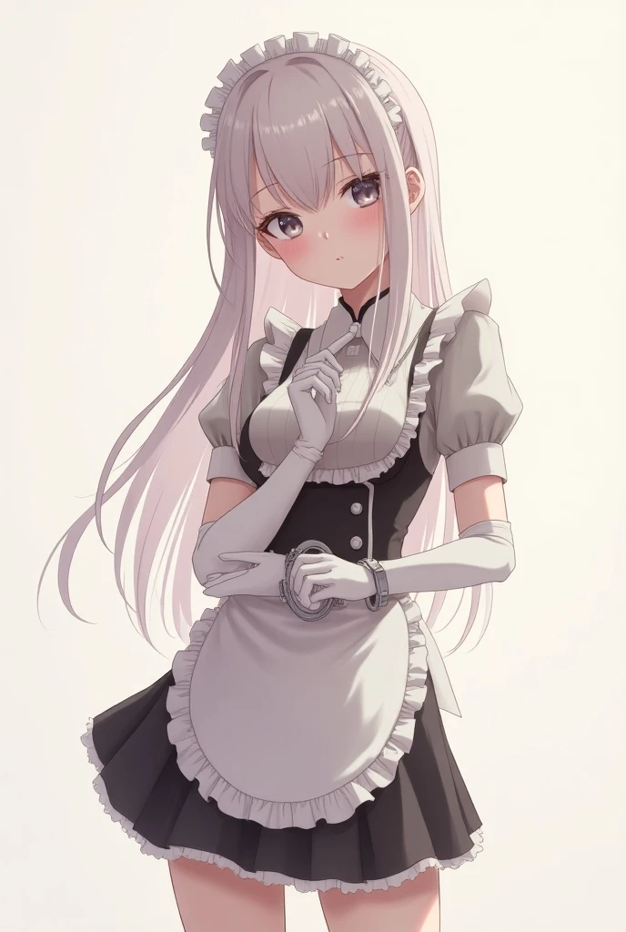 QuAn avatar style, pale pink hair, long hair, tousled hair, black outfit, maid apron, medium breasts, (((shows panties, lifts up dress))), (((maid outfit))), orange eyes, (((blush))), navel, (((black bow))), embarrassed, lace panties, white panties, white stockings, gradient background, red background, delicate skin, soft style, gentle style, soft skin