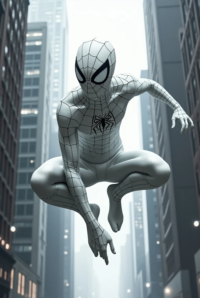 Spider-man hybrid with pale skin and a slender body that blends in with humans
