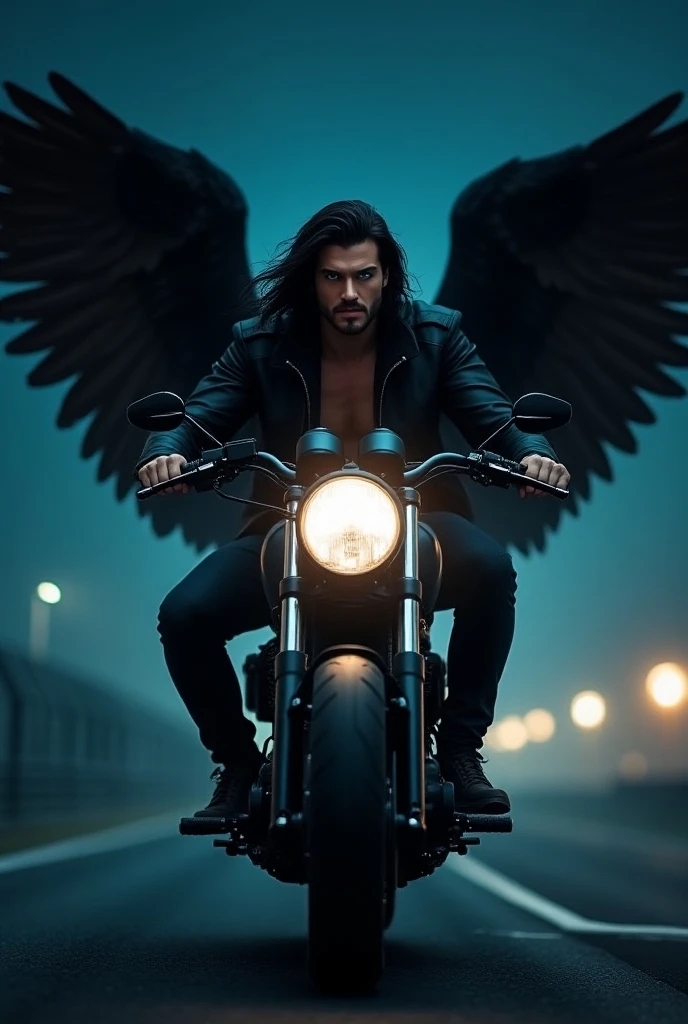 den, rooster bird, pig, male, adult, veiny muscles, defined body, toned muscles, dark black pants, terrorist, bandit, criminal, pirate, serious look, fierce look, small eye, black feathered body, white feathers, detailed background, wild background, clear weather, realistic, photorealistic, ultra realistic, 8k, bare chest, black nipples, tight crotch, shirtless, utility belt, shiny skin, torso tattoo, long feathers, unbuttoned black vest, riding a white Yamaha motorcycle with smoke coming out behind, in the city,