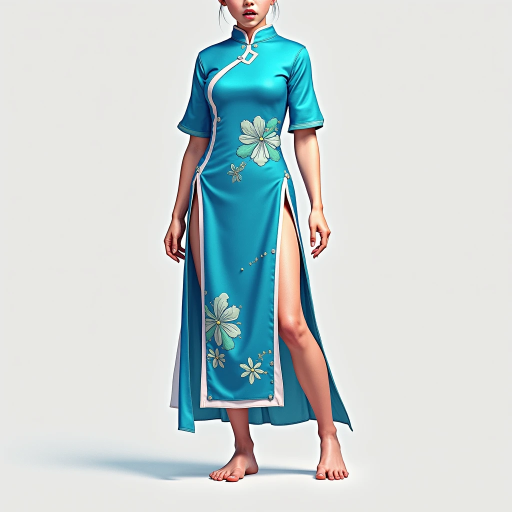 bedroom,big bed,There are paintings on the walls,curtain,((whole body)),2 girls,((Stand side by side)),((1 girl facing forward)),((Another girl with her back to the front)),OK,Shy laugh,Hemp rope around neck,Tighten,Short cheongsam,((Huge breasts:1.6)),Arms tied behind the back with hemp rope,Cross your hands behind you,Wrists tied together with hemp rope,Thin waist,Black stilettos