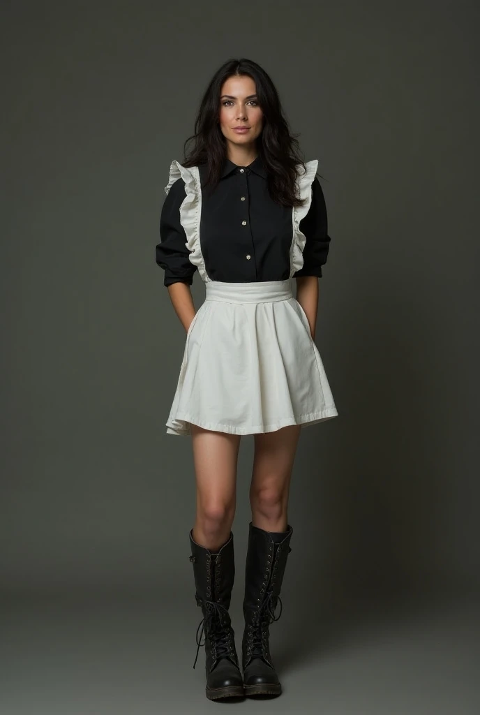 RAW photo of cute 20 year old woman, blonde hair, French braid, ((white blouse, long sleeves, button-up, formal collar)), (((pleated black woolen skirt))), ((short skirt)), barefoot, (((stood up))) under (((shower))), (((her blouse is soaking wet))), (((her blouse is see-through))), her ((((blouse is untucked)))) (((blouse is partly unbuttoned))) and (((blouse is dishevelled))), (((her skirt is soaking wet))), wetlook, (((shine of water on her clothes))), her ((hair is wet and dishevelled)) and clings to her face and shoulders, sexy smile, she holds a (((yellow sponge))) which she is using to (((rub soap suds into her blouse and skirt)))