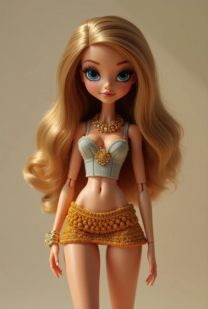 Mermaid with long golden hair, Like Barbie, rises from the seabed