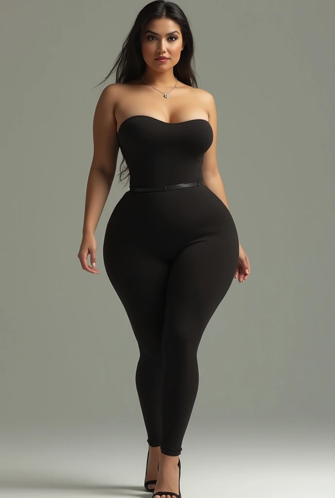 ((best quality)), ((masterpiece)), (detailed), perfect face, chubby woman, chubby face , chubby girl , widest hips , fat belly , thick neck ,, thicc , thick body , thick thighs , thick arm, small breasts but her body is a chubby, full body view, dark-black room, black bokeh background, thight dress, wearing sneakers, short hairstyle, diamond necklace, wearing a watch, tall woman, restore face, white skin , longest thight pants , glasses , cold vibes, , 4k resolution, japanese goddess 