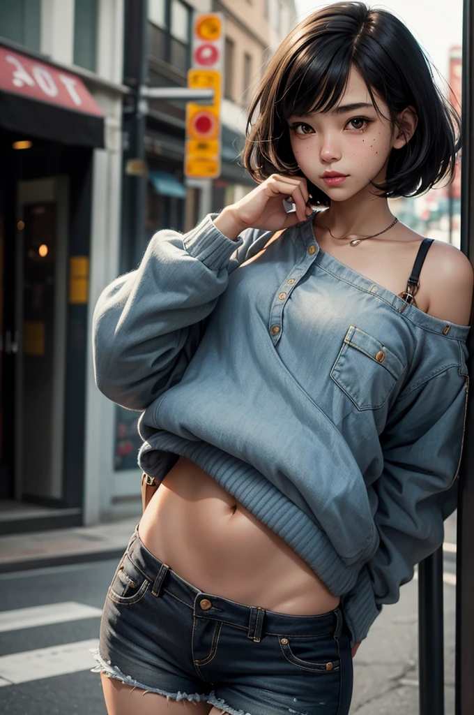  realistic ,Highest quality,Cute face,american,girl,cute,teen,So that the whole body can be seen, model-like figure ,Slender,Black Hair,, short hair ,スcoolガール,cool,mole,nsfw