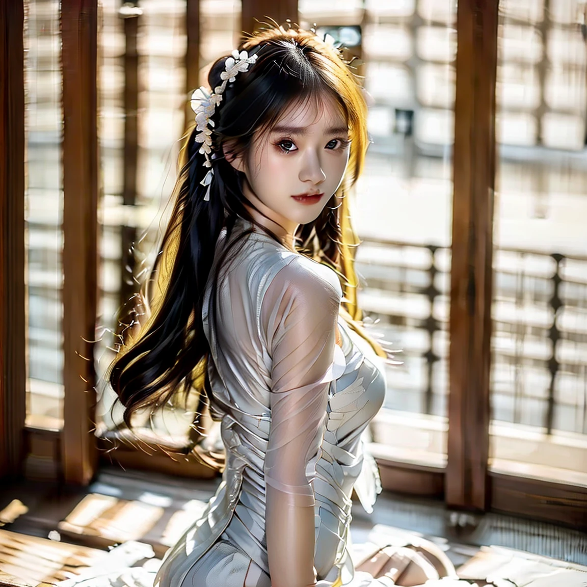 8K，10-year-old girls，inside castle，Ultimate detail，brunette color hair，Elaborate Eyes，二重まぶた，Inverted triangle polygon type，Delicate skin texture，wearing a dress，Anklets，Wear high heels，ultra fine detailed