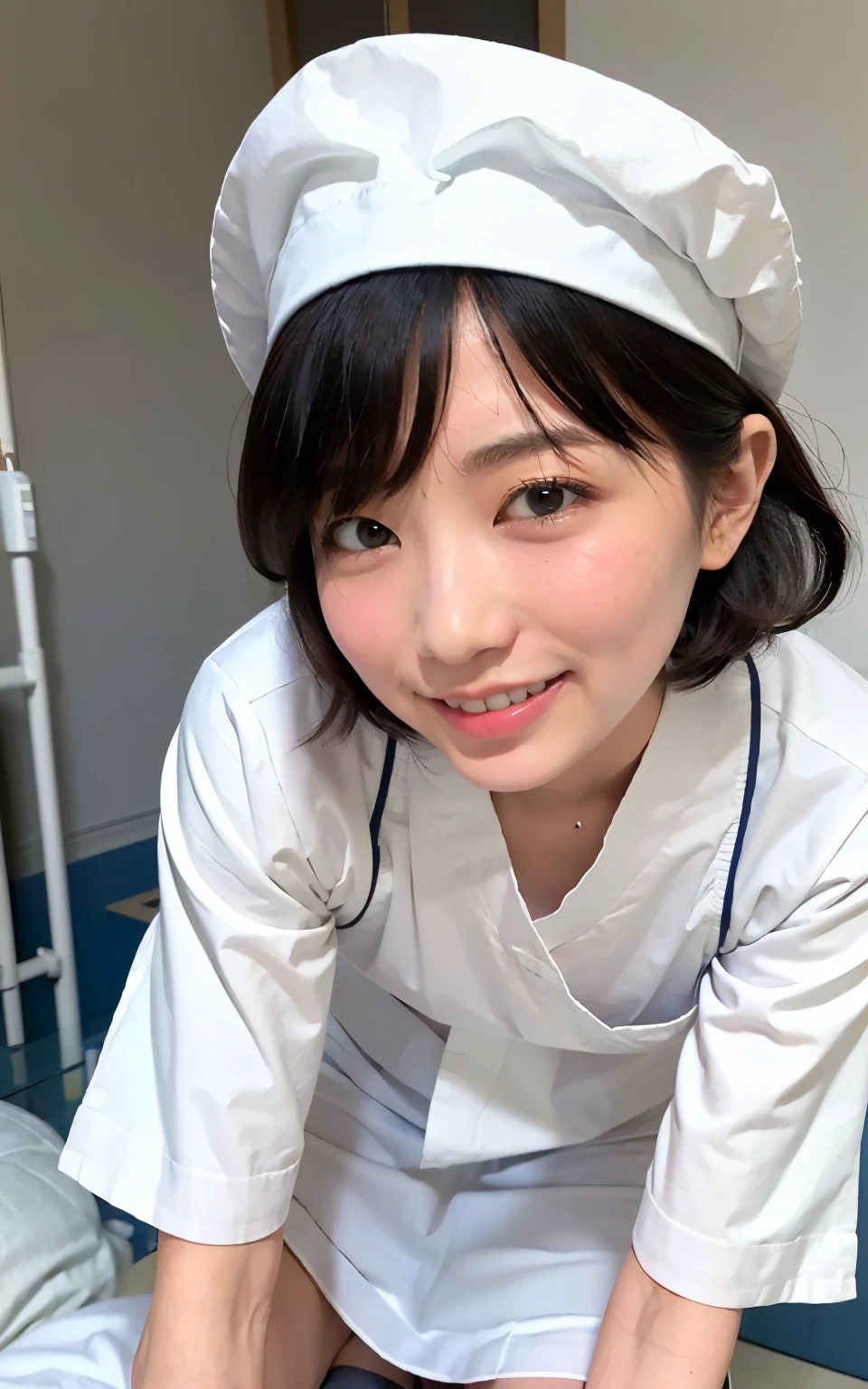 maid, maid clothes, maid apron, maid headdress, frilled skirt, (natural lighting:1.3), 8k, RAW photo, best quality, masterpiece, realistic, photo-realistic, clear, beautiful face, no makeup, best quality, ultra high res, BREAK, Japanese cute girl, 14 years old, (very short cut hair:1.2), smile, standing