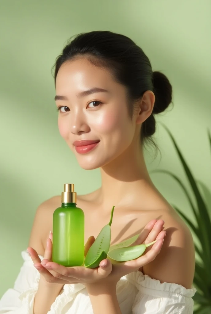 A completely naked, beautiful Japanese woman in her thirties with short hair was running around holding a fresh green leaf in her hand with the biggest smile on her face in a pure white room. Focal length 100mmf/2.8, white room, white space, well-shaped features, toned body, complete nudity, a fresh green leaf in hand, large arm movements, close-up of facial expression, sense of presence, 8K image quality, highest quality.