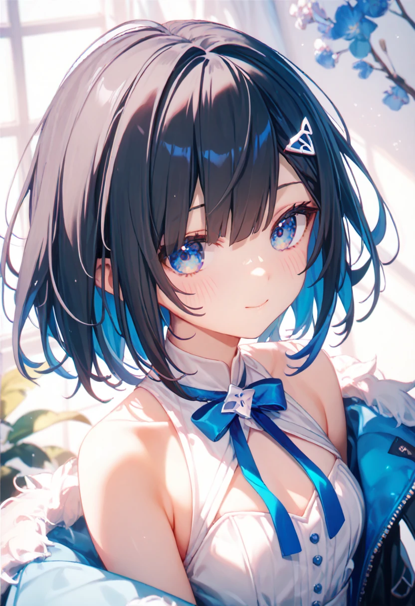 score_9, score_8_up, score_7_up,source_anime, high res image,masterpiece,best quality,girl,cute face,clear skin,simple background,black hair,short hair,blue eyes,breast,
