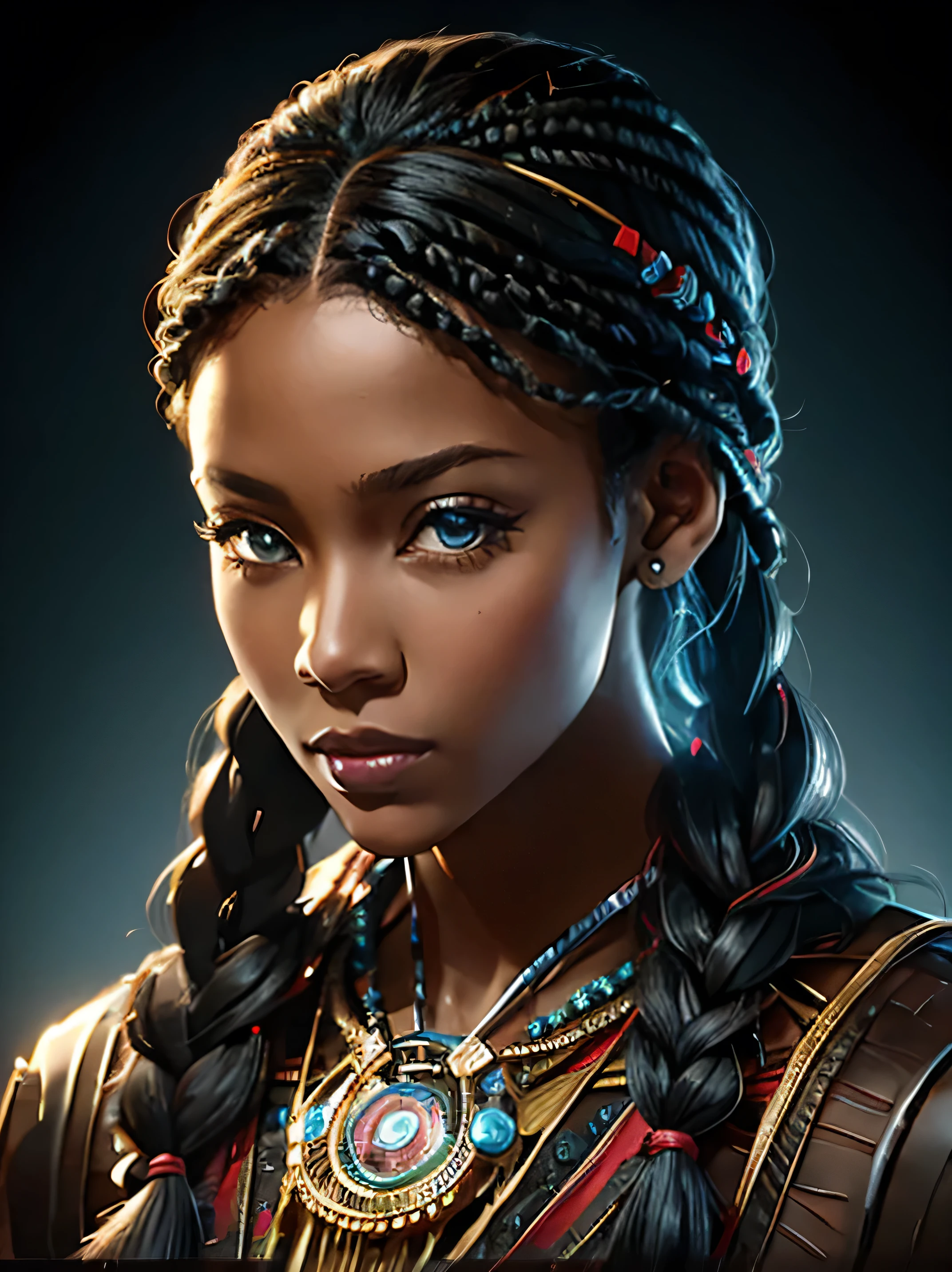 androgynous, africana, braids, digital illustration style, digital illustration portrait, trends in art, no art style by bowater, detailed portrait of anime girl, Anime digital illustration, Pintado no estilo de artgerm, Portrait of Martin Then, Detailed pictorial portrait, digital illustration -, artgerm. high détail