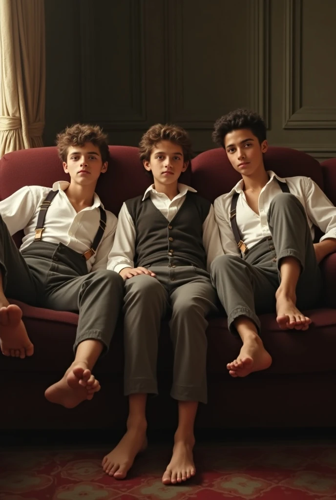 GROUP OF NAKED MENS showing their smelly and sweaty feet close to the camera