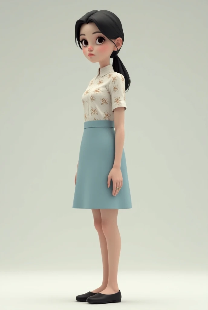 Drawing of a girl with ponytail and a wet white dress, cute 3d rendering, cute detailed digital art, mini cute girl, cute digital painting, 3d rendering stylized, cute digital art, cute rendering 3d anime girl, little curve loli, cute! C4D, a single character full body, standing on a white base