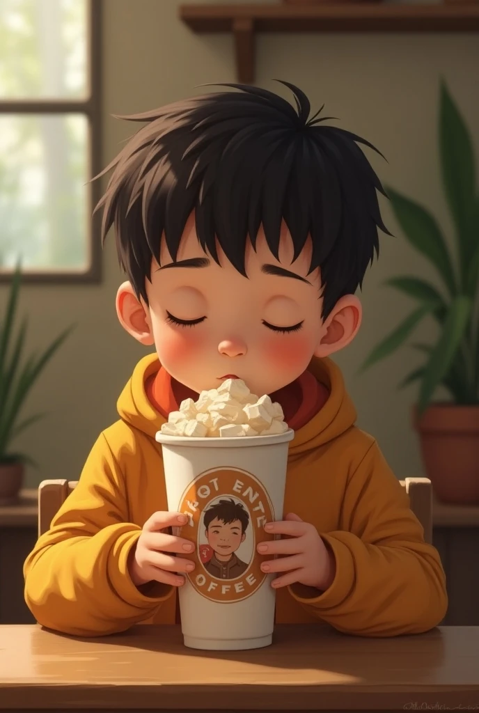Change the cup to something a little shallower.、Please make it an illustration