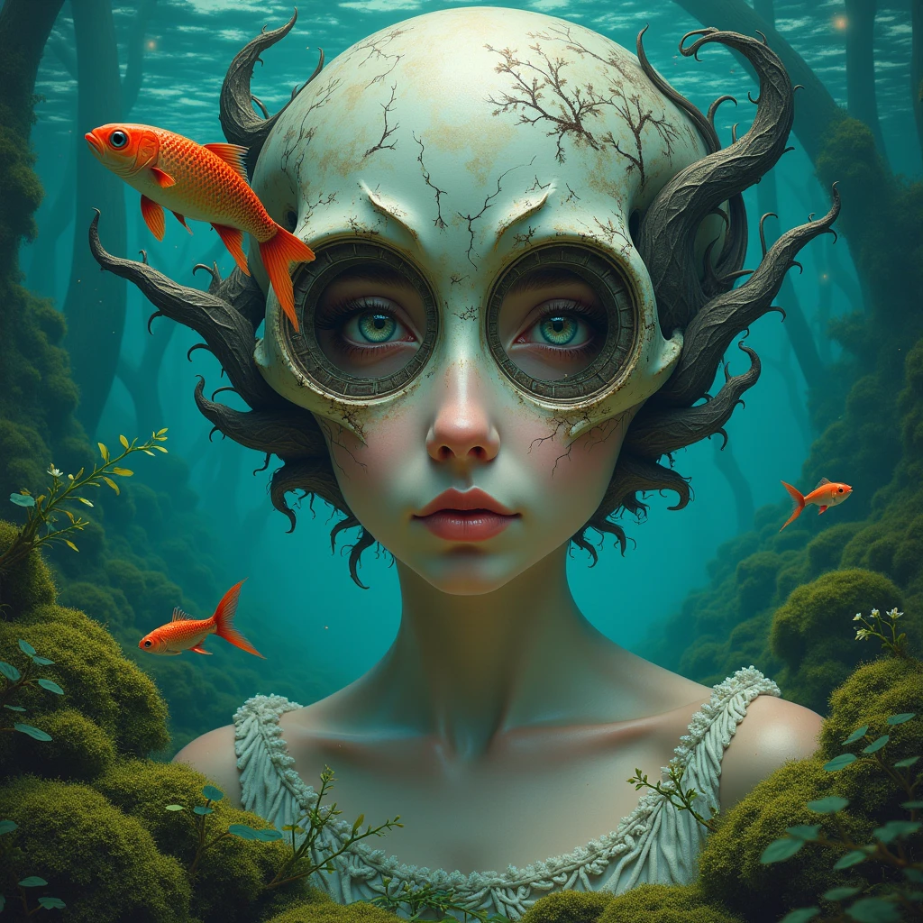 Soft corals, Fungal perch, Abstract shapes, Lively visage, Advanced alloy, Third eye