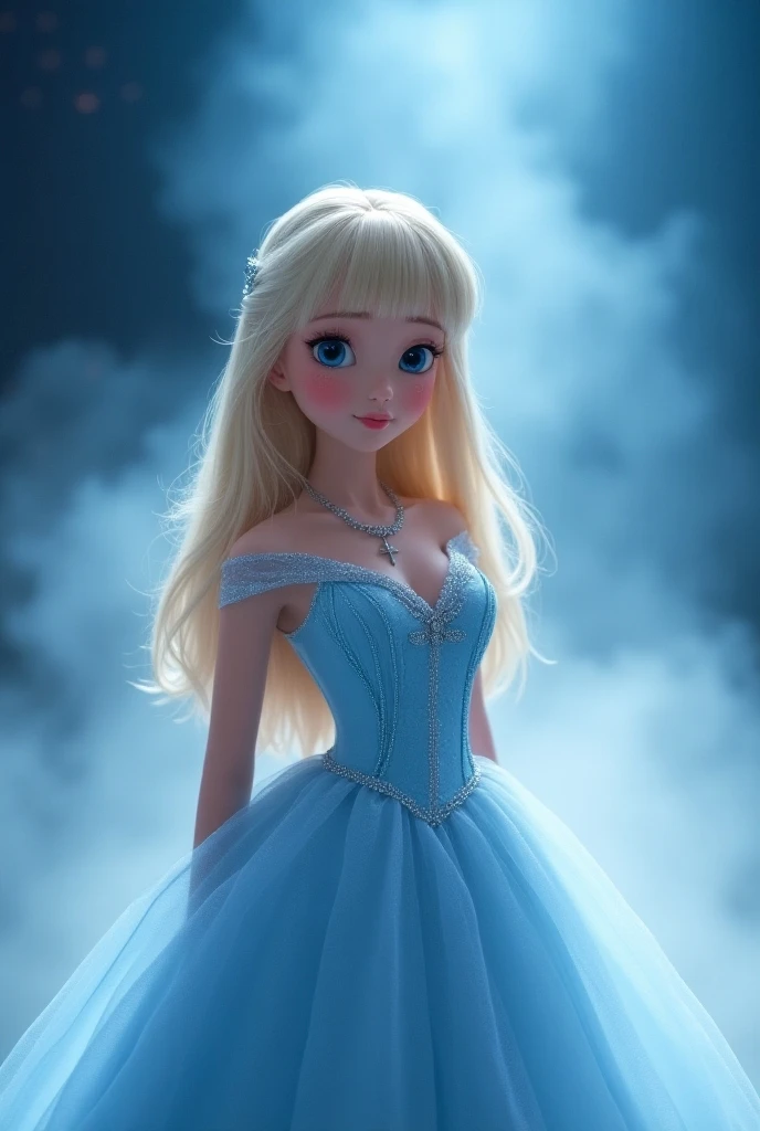 There is a young girl, dressed in a frozen princess costume, portrait of elsa from frozen, ice princess,  adorable digital painting, portrait of a princess, winter princess, fantasy portrait, digital fantasy portrait, ice queen, cartoon digital painting, olya bossak,