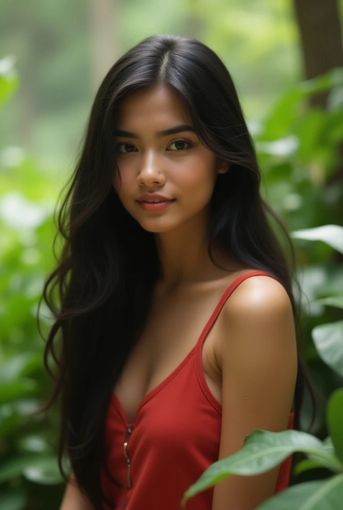 1 Indonesian-Dutch girl, 18 years old, a bride Javanese, bun fashion hair, fit body, ample cleavage, batik skirt, highly detailed, ultra hd, 8k, detailed face, bright eyes, tight and pink lips, perfect hands, dynamic angle and rendering, cowboy shot, (hyperrealistic), (soft makeup), (high resolution), (8K), (extremely detailed), (best illustration), (beautiful detailed eyes), (best quality), (ultra-detailed), (masterpiece), (photorealistic), (natural light), (detailed face), (high detailed realistic skin texture), (anatomically correct), (blushing), (high detailed realistic hair), (outdoor), (heterochromic eyes), (detailed eyes), (brown eyes), (soft breasts), (slender abs), (very slim waist), (dynamic pose), (wear no clothes), (opened chest), (bulged nipple/tits:1.1), (perfect fingers), (double eyelids), nsfw, in flowers garden