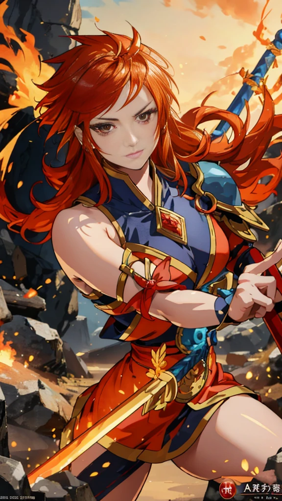  An incredibly detailed animated character with vivid red hair 、 has a shining sword in his hand ,  has a strong presence . This work,  famous game art directors Inspired by  " Guilty Gear Strive ,"  showing the perfect blend of traditional and digital techniques .  finely crafted details ,  every aspect of this character's design is brought to life ,  from intricate armor to expressive facial features .  created by talented artist Yang J , This stunning artwork is、 captures the essence of the character with perfect accuracy . A combination of the two . 5D CGI and anime aesthetics are deep in this spectacular fantasy artwork Adding dimensions.  It's no wonder that this exquisite character art has become a favorite among fans ,  trending on platforms such as ArtStation and Pixiv .