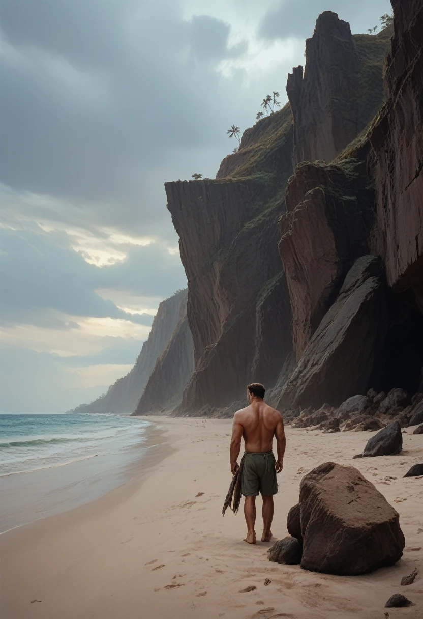 balor LORA dndLORA, full body, on a deserted rocky beach