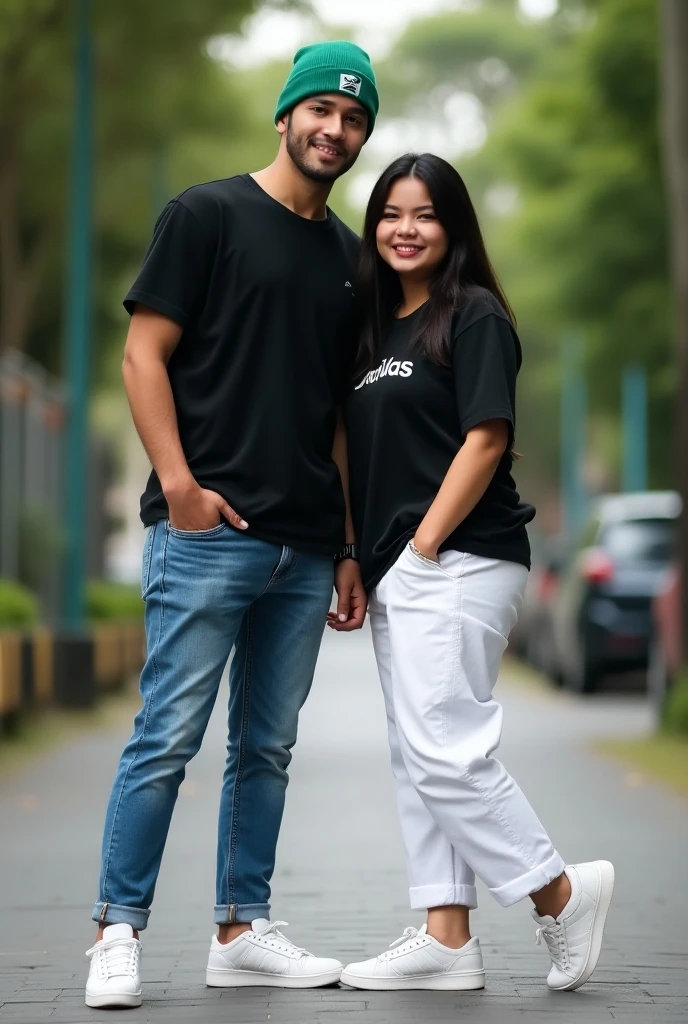 Realistic indian Playful teen age 19 year cute boy lifting laughing teen age girl in 15 year beutifull girl with girl black colour hot top and jeans on the road with happy an rose and a on, wearing a black hoodie with name "BF" boy, with back background with big capital letter nam"GF", loving mood, realistic