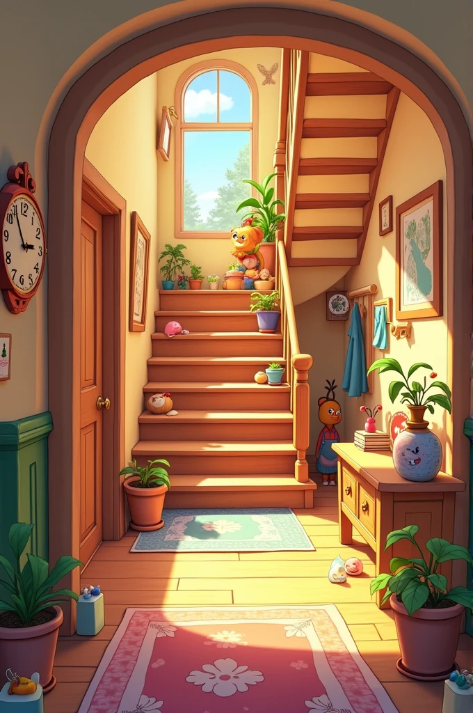 A simple hall of a home in cartoon style