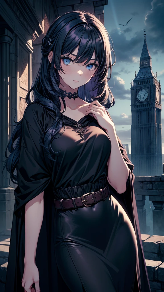 1girl, masterpiece, best quality, illustration, miracle tou, outdoors, standing, full body, magic portal, from behind, looking back, hair ornament, flower, jewelry, :o, <lora:Miracle:0.7>
