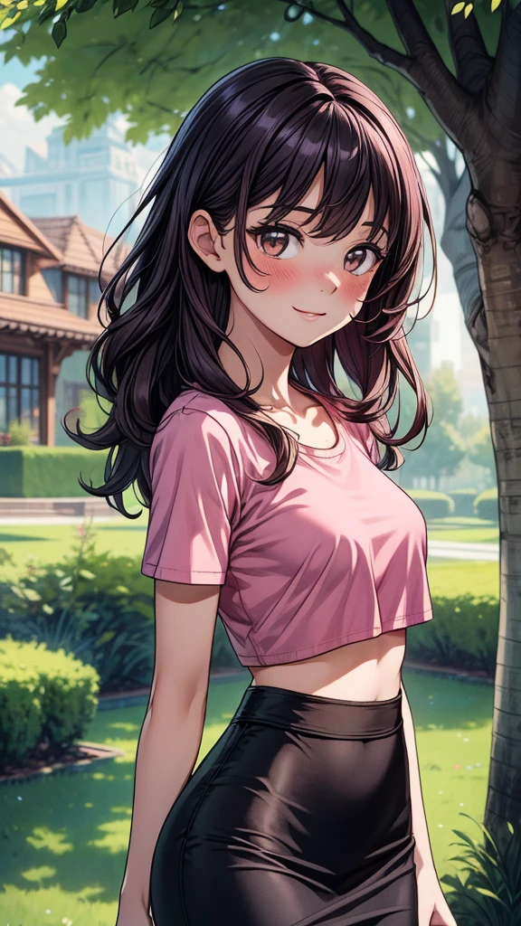 Ultra realistic 5 years old, girl, defined, detailed, HD, tez morena, piel tostada, ojos definidos, ojos cafe intenso, long eyelashes, small mouth, sonrisa, :D, pelo liso, pelo oscuro, cuerpo reducido, bosom barely contained, pechos medianos, sexy, posando foto, estudio, mini skirt rosa, sin sosten, excitada, pezones erectos, libros, sentada, leyendo, nice view, pink