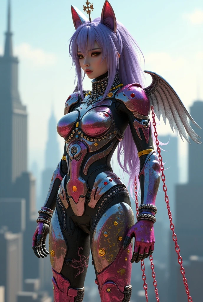 (mechanical parts:1.2), pretty 1girl, absurdres, 8k uhd, platinum red hair, long hair, (cyber tentacles:1.5), humongous breasts, elven ear, blue glowing chest, open navel, mechanical robots background, gear, ride wheels, (giant robots:1.2), (masterpiece:1.3), (best quality:1.1), (intricate detail:1.1), (cowboy shot:1.5), (wide angle view:1.5)