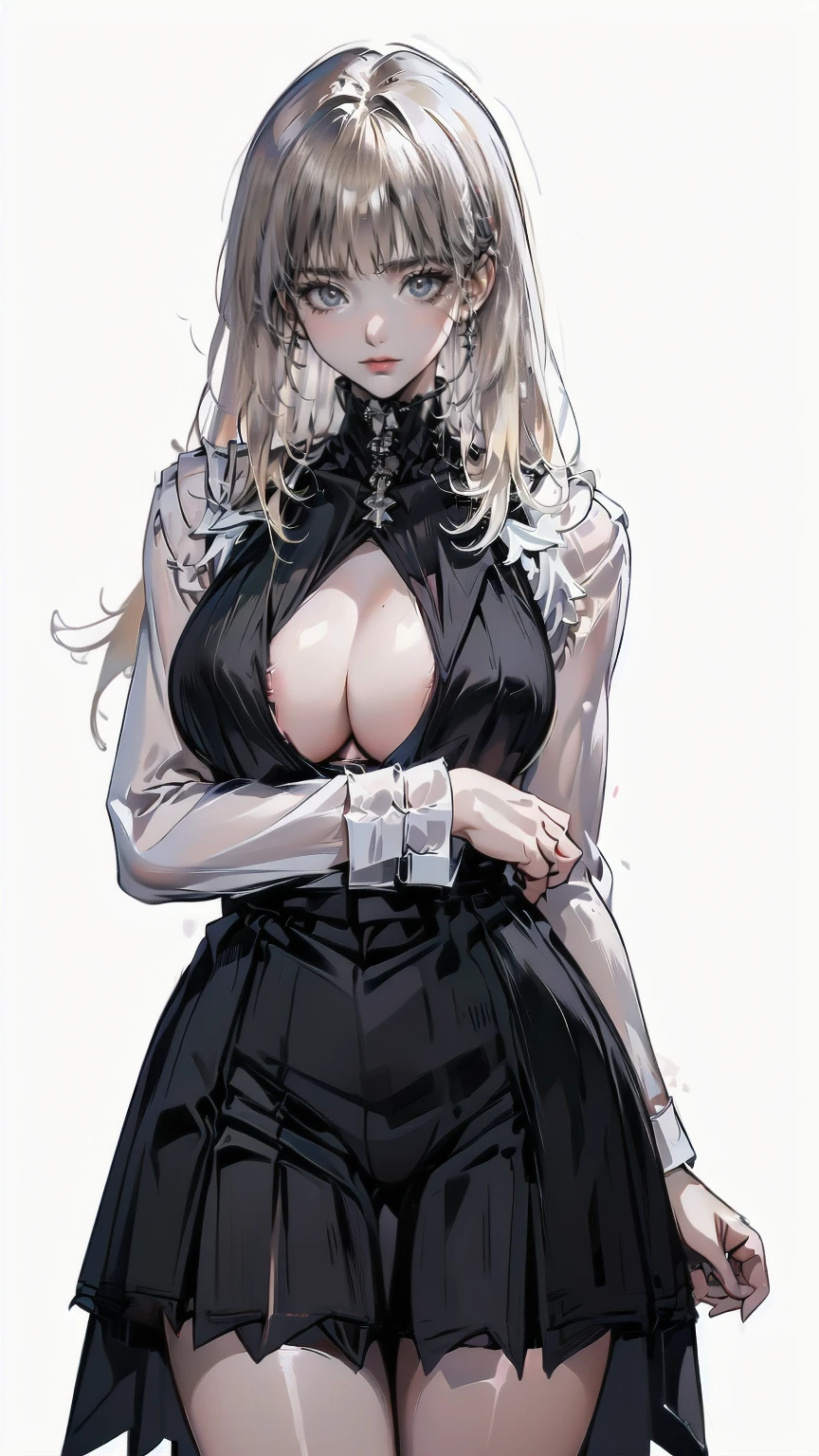  1 girl, nsfw, masterpiece,  best quality, slender girl with Hourglass-shaped body and Big Breasts, Alone, , cute,  digital blending {x} shy girl, (( girls wear school uniforms ,  short pleated skirt , White blouse, South Koreaの学生服)), sexy,  girls showing attractive breasts , (( Platinum Blonde Hair , Long Hair)), Pink Eyes, Detailed eyes,  beautiful eyes, Delicate eyes, ((Hourglass-shaped body, sexy body)),  correct anatomy , Correct limbs, (( Big Breasts, Large Breasts)), Juicy lips, Plump lips, [ detailed background (South Koreaの学校, South Koreaの高校, Seoul, South Korea)]
