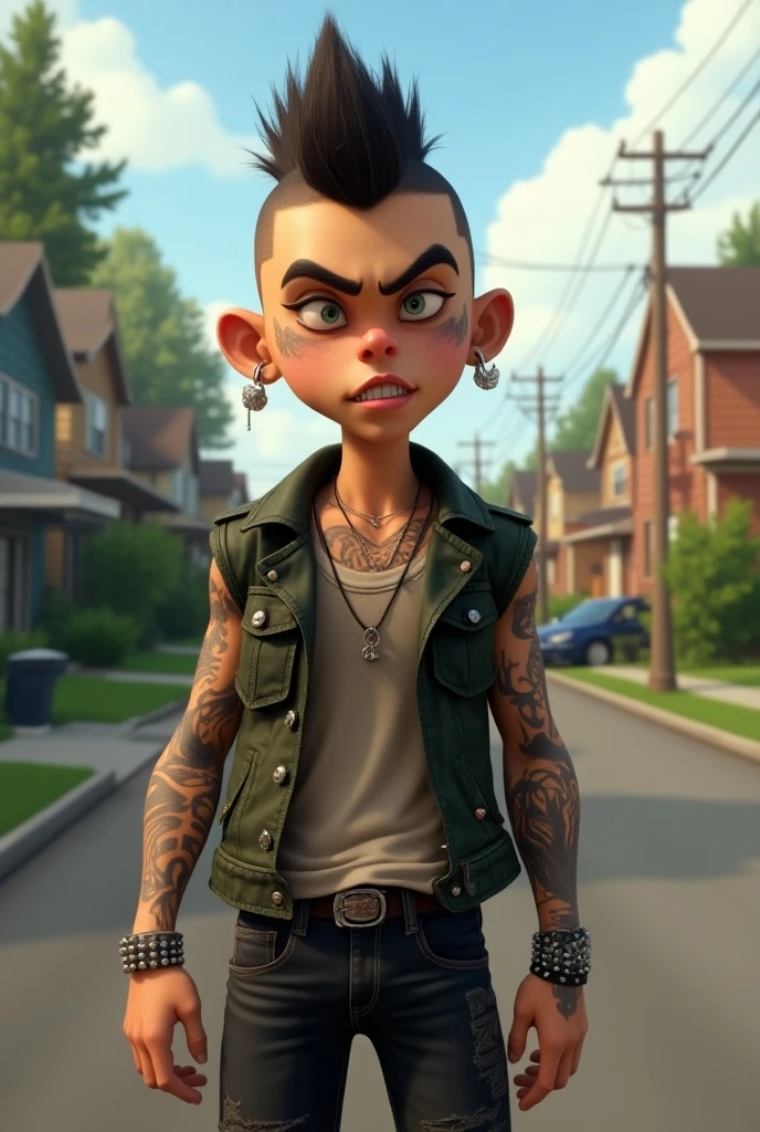 punk, skinny, multiples large necklaces, colored destroy shirt, 3d character, game (cartoon:0.5) character, 3d render, trending on artstation, concept, small, 1person, (full body:1.4), wide angle, 50mm, skinny,scars, hero pose, deciduous, (freckles:0.741), dirty clothes, thorns, goosebumps, gentle face, subtle smiling, cool person, (holding asset:1.3) , full body <lora:Grungy_Picture_SDXL_V1:1><lora:bynightPortraits-XL:0.4>, subsurface scattering, arnold render, xgen, trending on artstation, master piece, intricate, black background, rim lighting