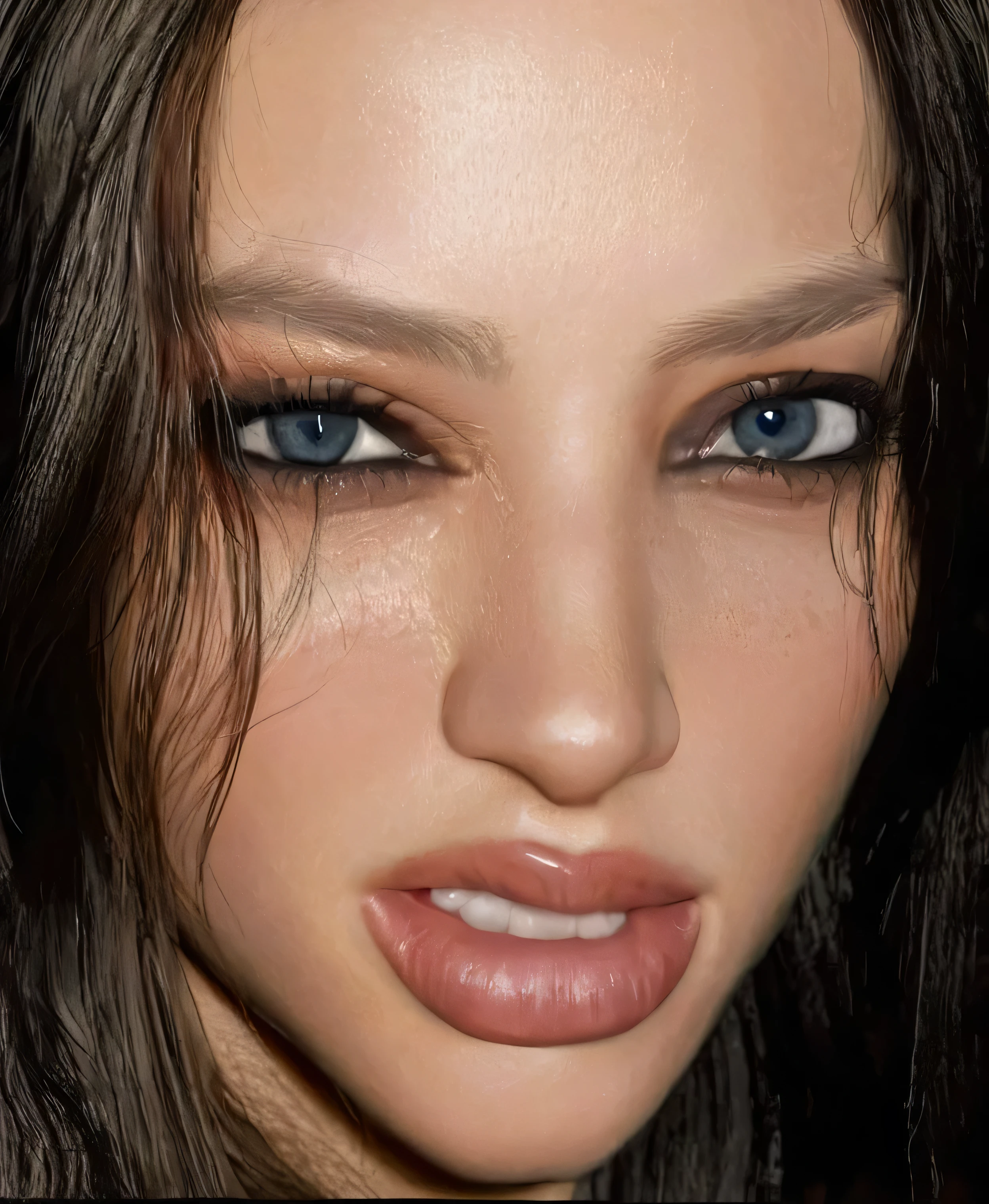 (hyperrealistic), (illustration), (high resolution), (8K), (extremely detailed), (best illustration), (beautiful detailed eyes), (best quality), (ultra-detailed), (masterpiece), (wallpaper), (photorealistic:1.4), (natural light), (rim lighting), (detailed face), high detailed realistic skin texture, anatomically correct, solo, 1 girl, (high detailed realistic long dark purple hair:1.25), heterochromic eyes, (detailed green eyes), small moles under the eyes, (big breasts:1.5), long legs, tight abs, dynamic pose,