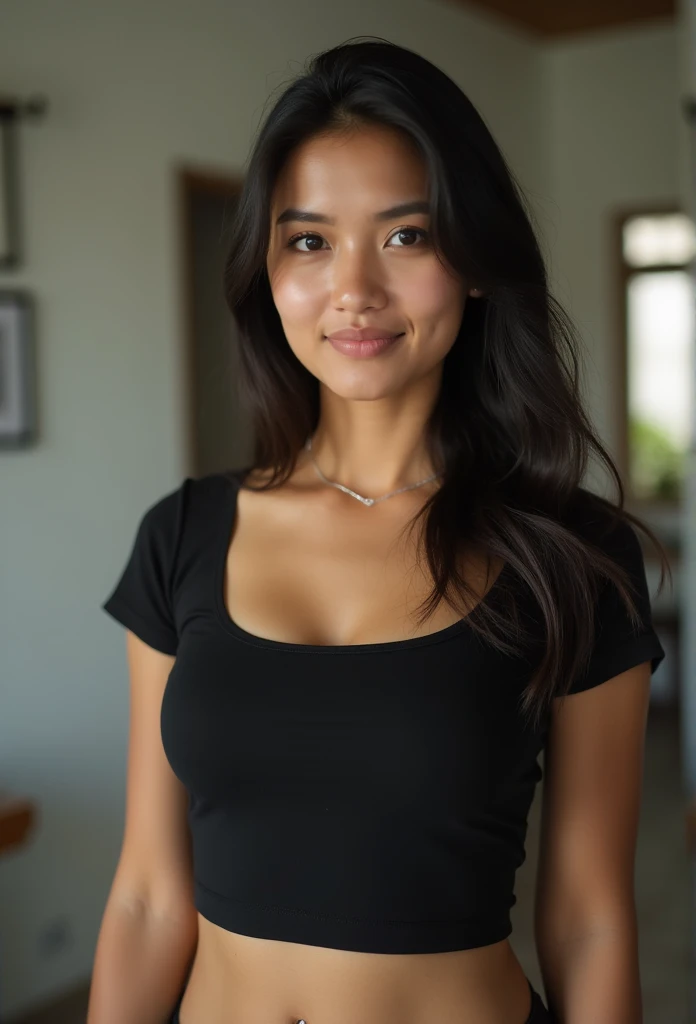 dark skin, open mouth, (((Asian Mature Woman)), Big Breasts, Sagging breasts visible even through clothes, T-shirt that hides the navel, Big women, Chubby), Picture from the waist up, masterpiece, light makeup, ponytail, Silver Hair, Extremely fine detail, Master Works, Authentic texture, Realism in film lighting, Perfect job, 16k, exquisite features, Beautiful hair, glamorous, Shiny skin,  Bright big eyes, Smooth skin