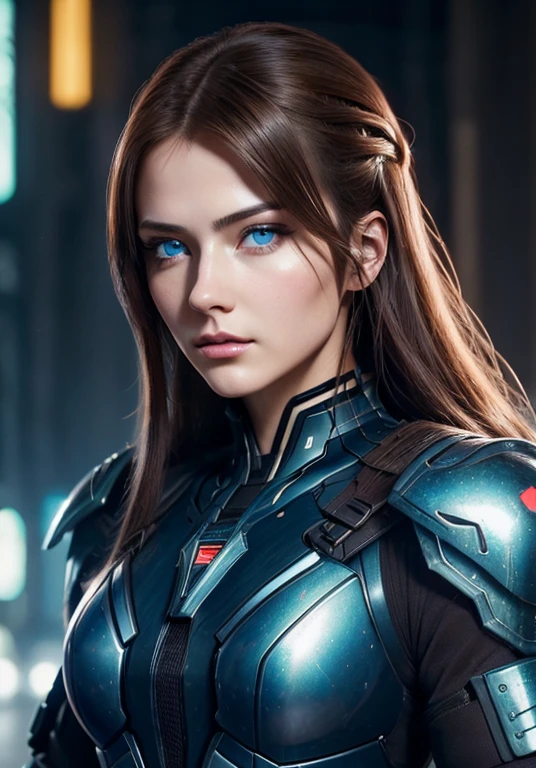 portrait of a woman 30 years old white woman she has very long wavy hair, she has blond hair, blue eyes, slim face and nose, slim, futurist royal black and blue armor and crown, colorful vectors, dynamic lines, geometric shapes, gradient colors, futuristic, digital art, high-tech, vibrant hues, 3D rendering, complex design, symmetrical patterns, sun lights, glowing effects, sharp edges, vector graphics, vector art, motion blur, vector illustration, smooth curves, precise angles, precision rendering, modern aesthetics, sleek style, innovative composition, high-contrast, energy, kinetic, digital brushstrokes, surreal, chromatic aberration, artistry, professional quality, ultra-detailed, vivid colors, vibrant atmosphere, dynamic perspective