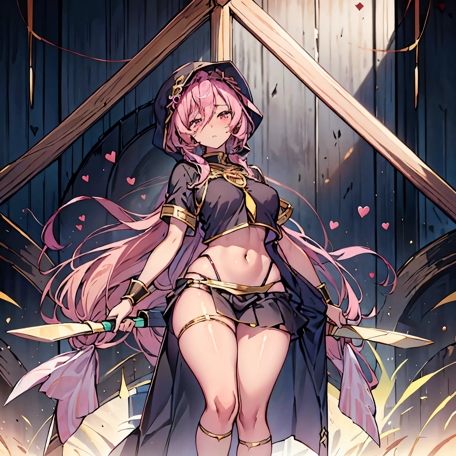 dark skin.One Girl.Magical Girl. pink hair.huge ass.huge boobs.Heart Eyes.Trance.slit.Small costume.Gold decoration.Embarrassed.Embarrassing.Black Skin.slouch..