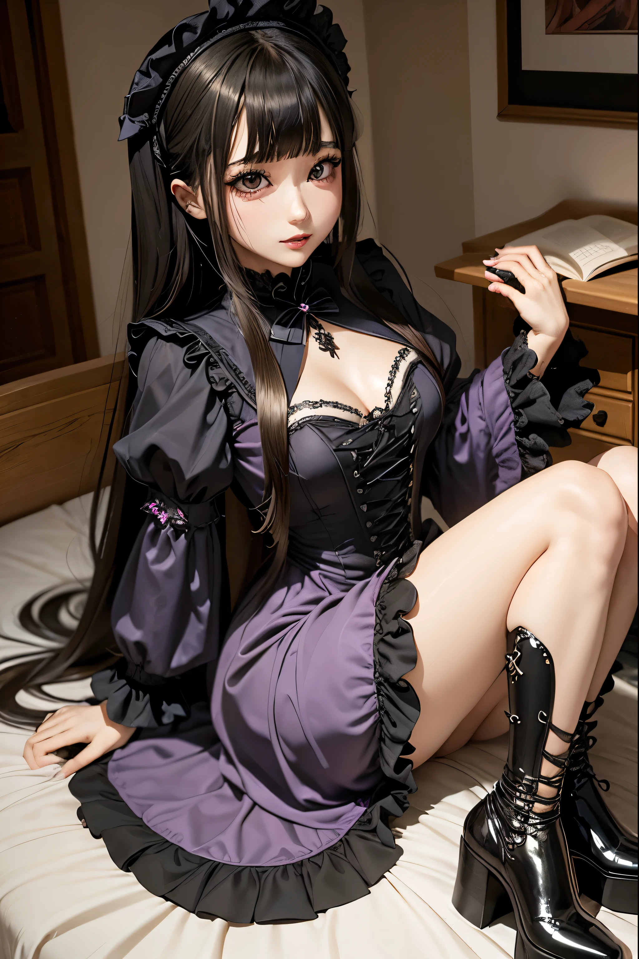Hard Dark Gothic Makeup、Dark black eyeshadow、sad、Good skin radiance、Dark Gothic、 dark smile 、palace、The beauty of fragrance、24 years old、Masturbation facial expressions、Extremely fair skin、 rich expression of pleasure 、 uncomfortable expression 、Dark Gothic、Best Quality、Drunk face、Purple maid outfit、Mysterious、Noble、 affectionate smile 、Right eye is blue、Left eye is red、 super careful pose 、Platform heel shoes、 heavy makeup、Gothic Clothing、Long Hair Straight Hair、Cute Gothic Dresses、Beautiful Face、Elegant features、Attractive face、Stained Glass Background、Chest glistening with sweat、The room is dark、goth long dress、Bell Sleeves、Wizard Sleeve、Decadent look、Sexually excited expression、 handmade on the bed 、 I have a synthesizer instrument nearby 、 sitting on the bed 、Sad look、Rose Maiden、The embroidery is pink、 My pot has a lot of glitter {x} The dress has pink embroidery、 thigh high socks、 Knee-High Socks 、Gentle expression、Dark black eyeshadow、Stained glass and rose background、 branching is a little lonely 、Female Duo、Female couple、 dark church background 、stained glass、Black metal world、Dark Castle 、Slender body、gothic long dress、Victorian dress、Small breasts、 room full of roses 、 I'm worried because of roses 、 My body is wet and shiny 、 My pot is sticky from sweating 、I am sweating、 My pot is sticky from sweating 、 Her meat is shining with sweat 、My whole body is sweaty and shiny、I sweated a lot、 the meat is sweaty 、 My wet meat is shiny with sweat 、 A pig that got wet with oil and became shiny 、 white body 、 wet shiny pig water 、Beautiful legs、Outstretched legs、 handmade on the bed 、Super beautiful straight hair、Straight hair to the ends、Straight perm hair、 making the butt of the bed 、 sitting with legs wide spread 、 has small breasts、Panting expression、Masturbation facial expressions、 transcendental white skin 、play a synthesizer、The synthesizer shines、 My pot is shining with sweat 、 touching the synthesizer 、Playing a keyboard instrument、Synthesizer performance、