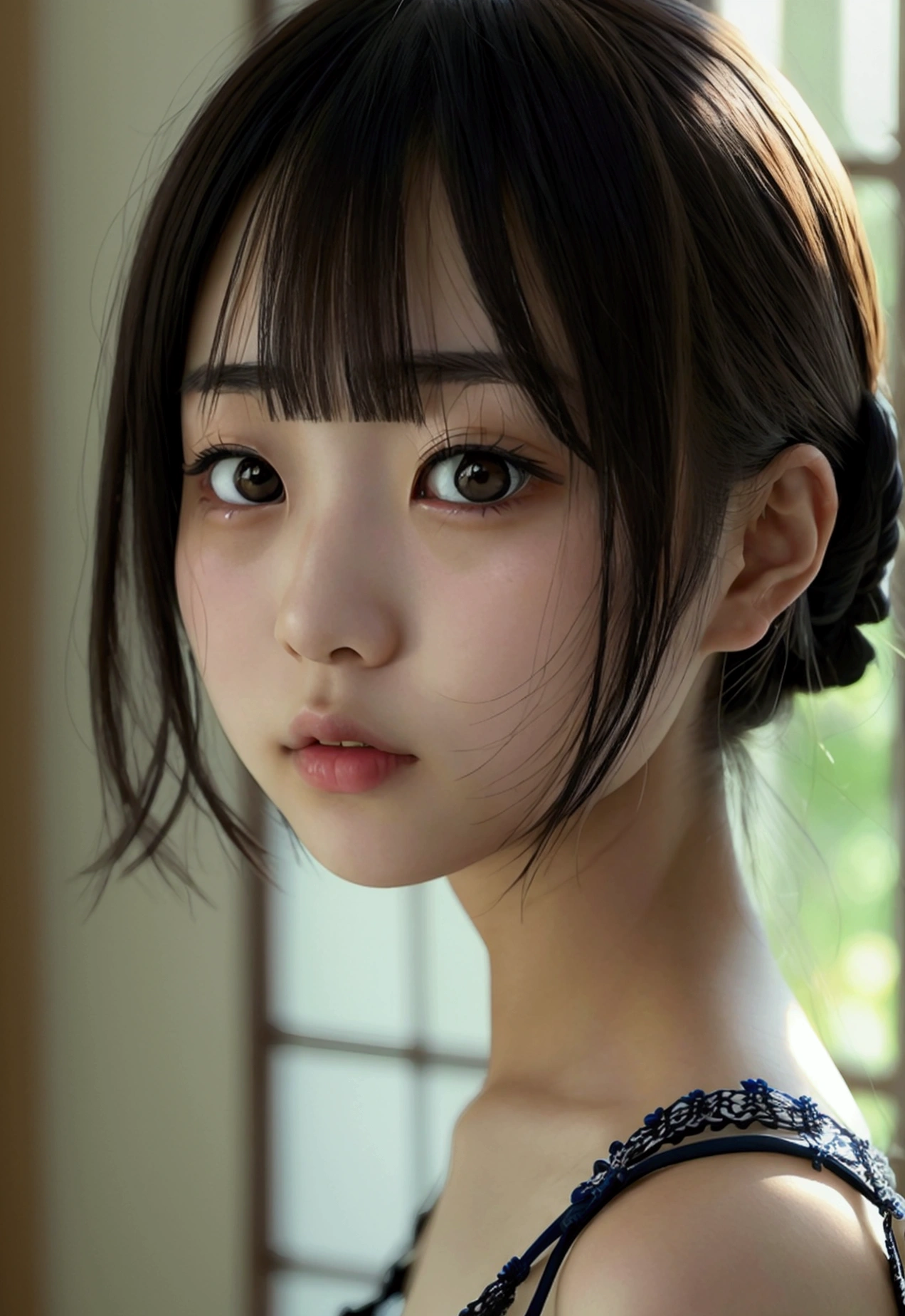 best quality, masterpiece,1girl, solo, Room, study, turn off the light, stand light, detailed face