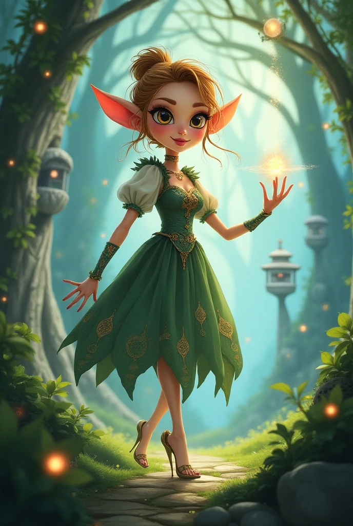 best quality,4K,8k,HD,masterpiece:1.2,super detailed,lifelike:1.37,flash,enchanted forest,magical atmosphere,charming scenery,rich and colorful,(闪闪glow的仙女,Charming witches,Carefully cast),Cute fawn,glow,fluorescence,wand casting,装满glow液体的瓶子,ethereal atmosphere