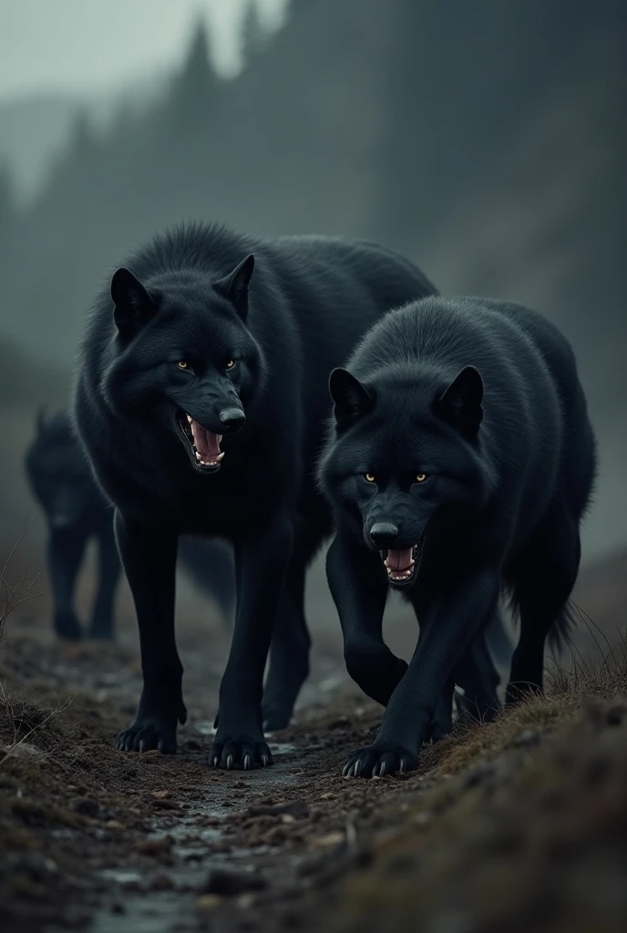 imagine black wolf wearing black superman suit become weak, 4 leg wolf animal, dark mode