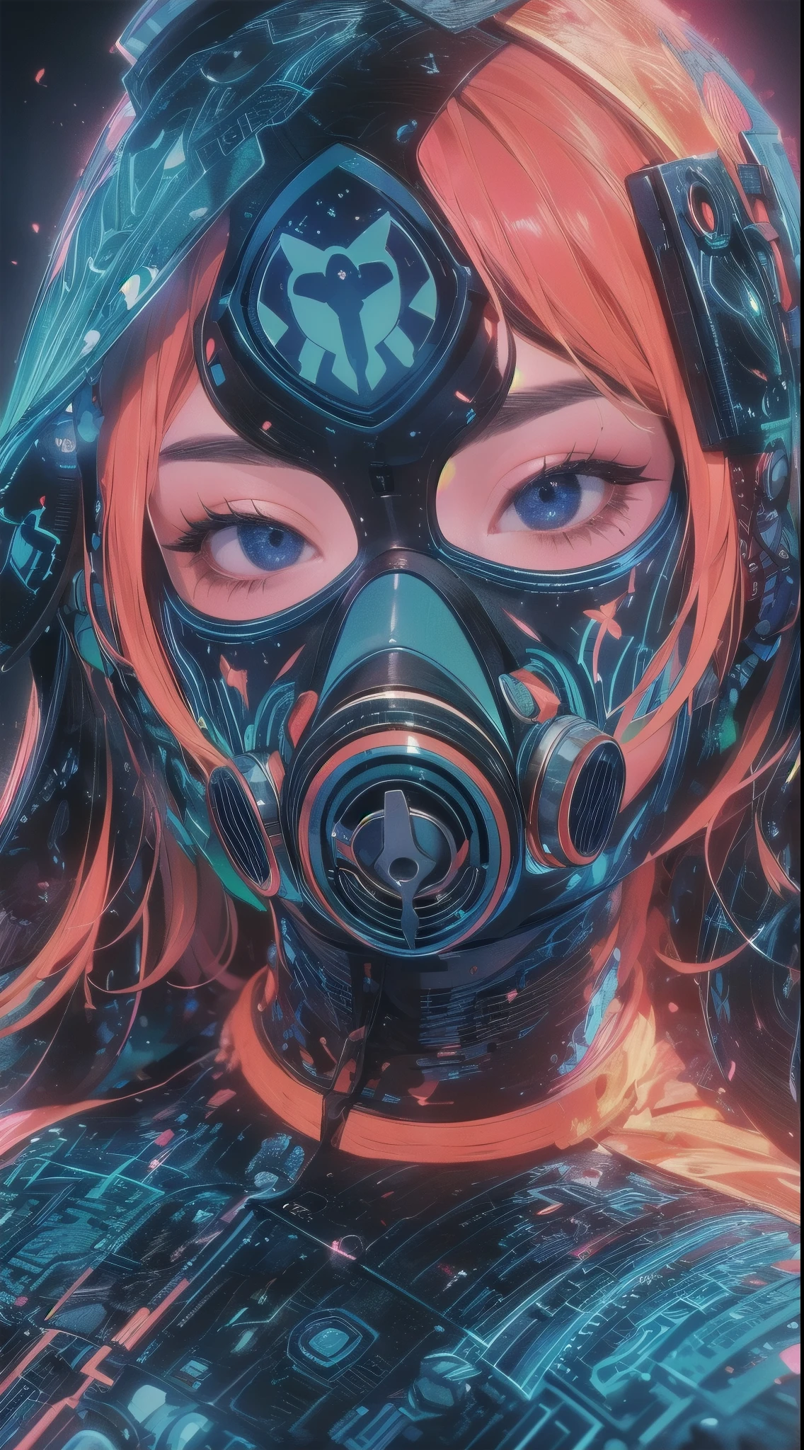 postapoAI, female, short ginger hair, huge fake , suggestive, perfect-shaped chest, overflow, cleavage , ((( gas mask))), UHD, Retina, masterpiece, Accurate, Anatomically correct, textured skin, Super detail, high details, high quality, Award Winning, best quality, highres, 1080P, HD, 16K