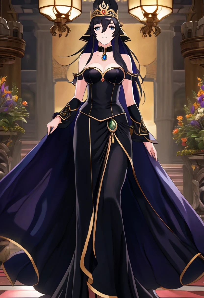 great quality ++ Extremely detailed high resolution, very aesthetic, expressive eyes, (((Perfect face))), (((symmetrical face))), (((Good anatomy)), (((perfect hands))), (((8k)))), UHD, HD Wallpaper, (((high detailed calidra, (((1girl)))), ((((full body)))), (((Tharja)))), (((defTh))), ((((Yandere face)))), ((((Midnight black dress with bare shoulders that perfectly hugged her slender figure and then descended to a flowing floor-length skirt)))), (((The sweetheart neckline was adorned with sparkling sapphires in harmony with the jeweled tiara))), (((Majestic ballroom Eveninajestic Castle))), (((huge breasts)))), (((Innocent smile))), ((((saluting)))),
