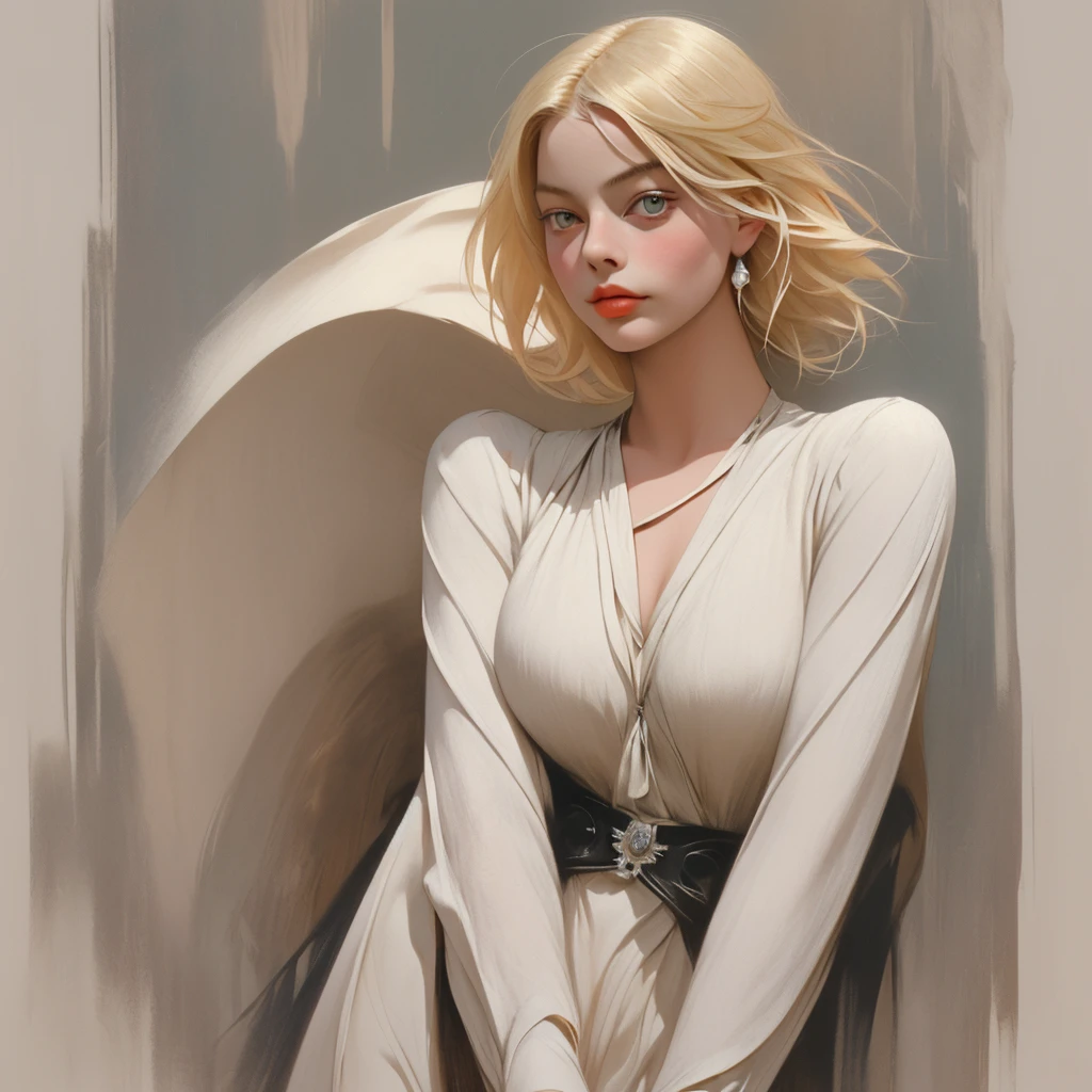 1920s American blonde woman, Looks like Margot Robbie, upper body and head, realistic, portrait