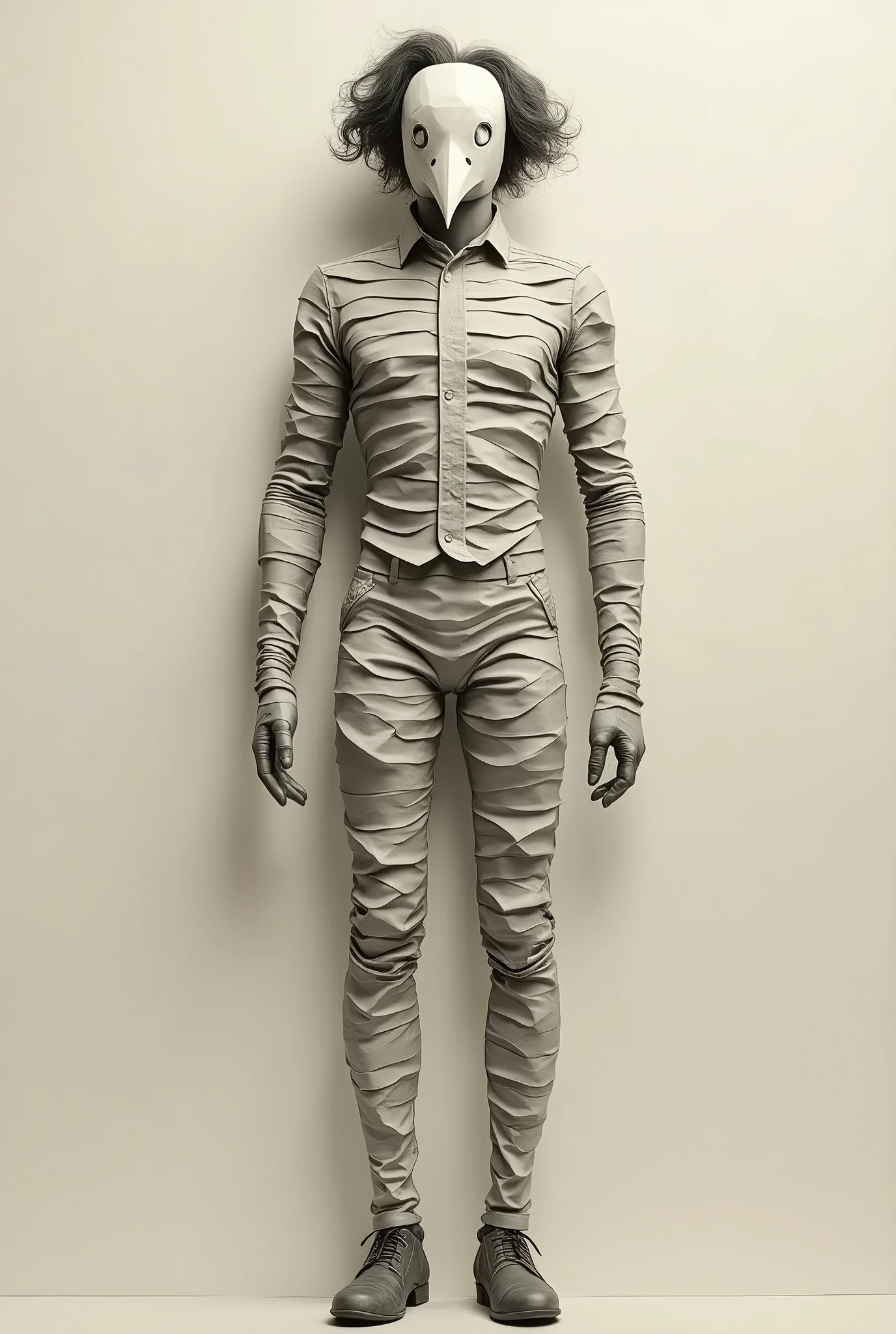 A thought-provoking sculpture of a human figure, gracefully posed and completely made of ral-ducttape, displayed in an art gallery <lora:ral-ducttape-sdxl:1>, cinematic, masterpiece, intricate, hdr, captured with a Leica Q2 for artistic depth and clarity, <lora:EnvyBetterHiresFixXL01:0:hr=1>