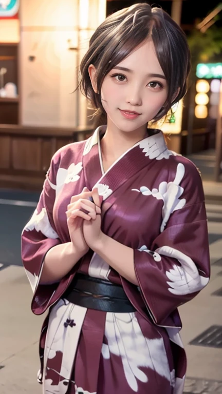 8k,Best Quality,(masterpiece:1.2),(Realistic),(Realistic:1.37), super high definition, 1 college girl, Festival ,night,smile, beautiful eyes,(((Cute Yukata))), perfect bodies ,Perfect fingers, Professional Lighting,gravure, Detailed Face and Skin Textures ,fine grain,RAW Photos