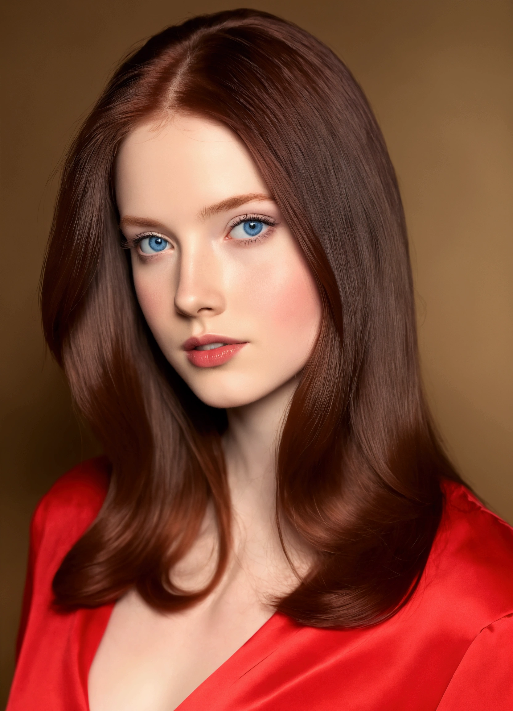 Redhead, blue eyes, big breast