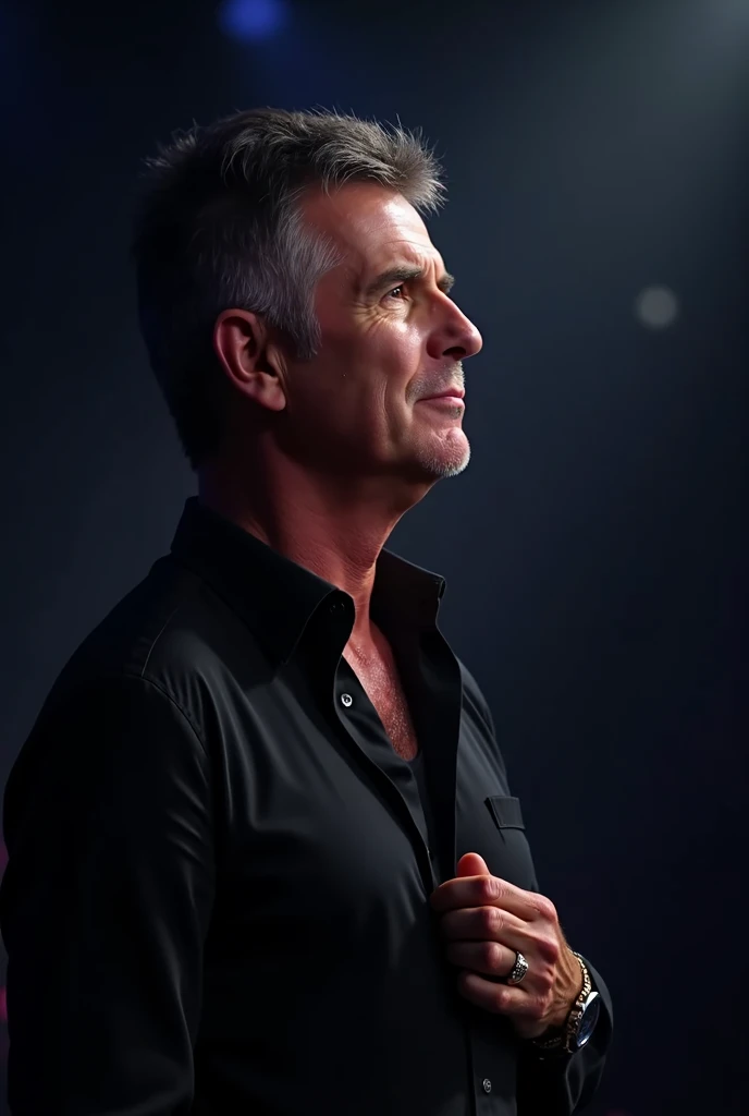 generate images of Simon Cowell AGT judge being emotional about a song