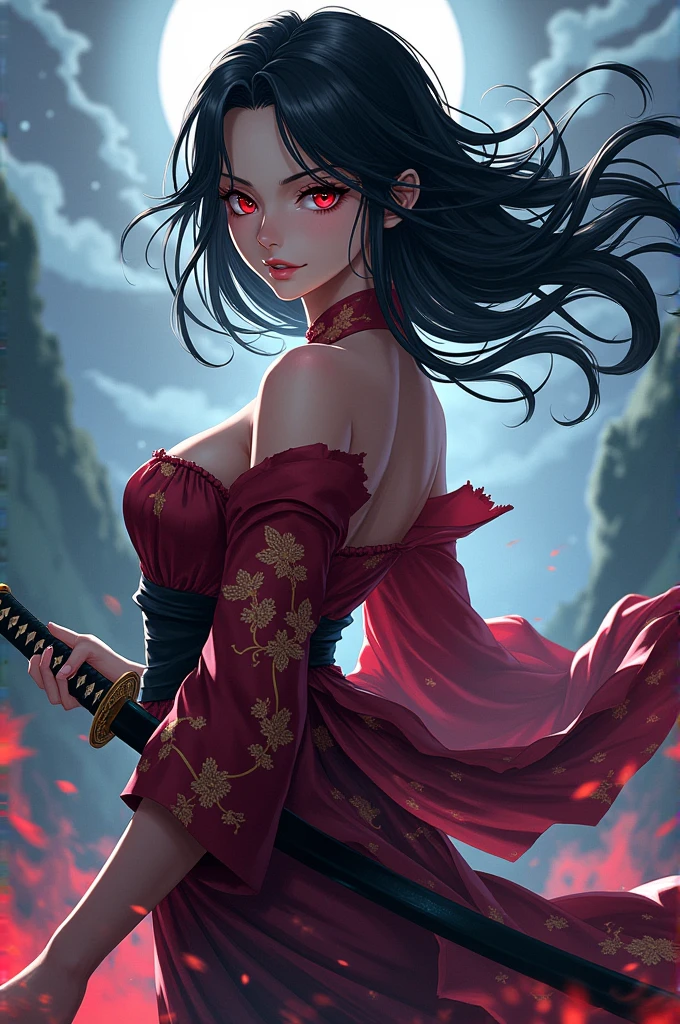 a very shy magical beautiful girl with long dark black hair, piercing blue eyes. Dressed as an erotic ninja in miniskirt, wielding a magic sword, scary diabolical world, (EXTREMELY HUGE BREASTS), wide neckline, image of a full-body woman..Description of extreme details, vivid and intense colors, vibrant colors, bright eye,image 3D,breasts 3D,((mejor calidad)), ((obra maestra)), (detallado), ((alta resolución))