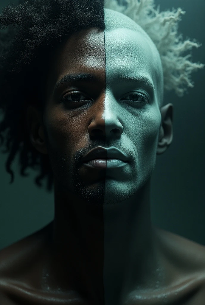 Blue-eyed black man, naked. With of 20 centimeters