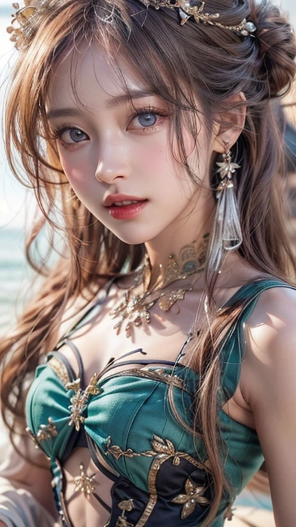 (((masterpiece, best quality))), (((high quality))), (((high resolution illustration))), (((hyper detail))),NSFW, (((Wordsworth's Sharon))),(((Very beautiful long blonde hair))), (((Very beautiful face))), ((((Detailed face)))),(((very beautiful blue eyes))),(((Realistic Skin))),(((her face is flushed))),(((slim body))),(((slim thighs))),(((small breasts))),(((very beautiful slender legs))),(((gold and blue and red armor with extremely detailed and intricate decoration))),(((beautiful earrings))),(((beautiful hair ornaments))),(((in the sea at the very beautiful beach))),(((wet her skin))),(((1girl))),(((1boy))),(((very angry))),(((a girl is walking with a boy ))),(((from above)))