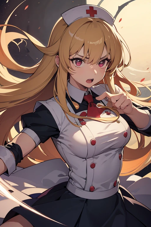 Power inhabits the body of an unknown woman or girl with long hair. Her hair color varies from blonde to pink, sometimes appearing dirty blonde or light brown. In the anime, it takes on a strawberry blonde hue. Her eyes form a cross pattern, with red and yellow irises. Sharp teeth and light red horns crown her head. Power typically no shirt, tie, and slacks required of Public Safety Devil Hunters. Her jacket hangs halfway off her body, giving her an untidy appearance. Fiend Form: When she accumulates too much blood, her horns grow larger and more curved. Additional pairs of horns sprout from the sides of her head. Breast enhance size, and her half-dressed jacket adds to her disheveled and sexual powerful look. Personality: Power is childish, greedy, and driven by self-interest. Her actions are often unpredictable, making her a wild card in any situation. Despite her chaotic nature, she forms unique bonds with fellow characters, revealing glimpses of vulnerability beneath her tough exterior. Abilities: Physical Abilities: As a Fiend, Power possesses enhanced strength, agility, and resilience. Devil Powers: She can make contracts with humans, consume blood for healing, and take over dead human bodies. Skillset: Her combat skills are formidable, especially when fueled by her unpredictable temperament.