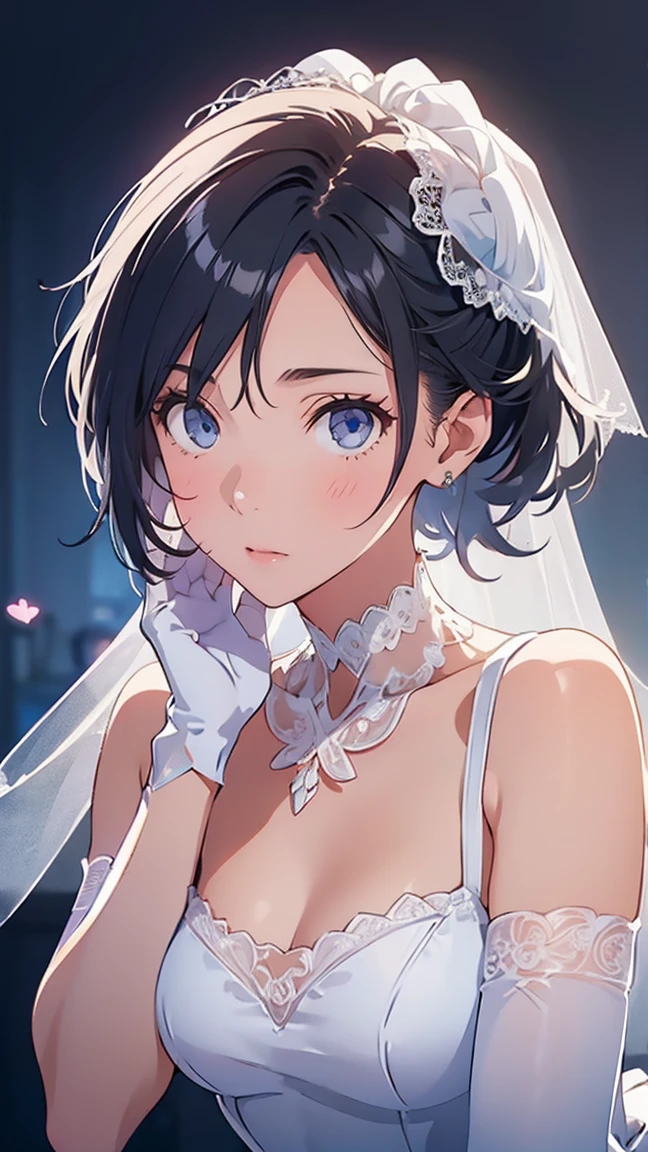 ( white wedding dress :1.5)、Wedding Veil、(白いelbow gloves、white gloves:1.5)、 white lace panties ,Garter stockings on both legs、（ on all fours :1.5）、Very flat chest:10.0、 1 girl, Alone, colorful, Realistic Skin, Attractive eyes, (1:1.2), beautiful, cute, (Perfect Body 1.2), (Realistic Anatomy 1.2),  Has a Protruding Tongue , (K-POPアイドル1.2), Realistic photos, RAW Photos, 4K, Fujiflim,  film grain , (Cinema Lighting 1.4),  ray tracing , (perfect Temporarily stop1.2), Ultra fine, finely,  Intricate Details ,  Dolby Vision, Temporarily stop,break、(((Very thin body:1.5、Thin body)))、break、(((Beautifully detailed depiction of eyes)))、 ((( focused gaze)))、break、,(Black Eye 1.3), Black Hair, break、blush 1.5、break, very short hair, parted bang、